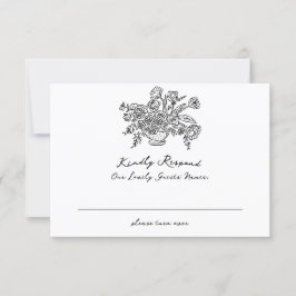 Cartão RSVP Boho Modern Doodle Casamento Website Qr Code