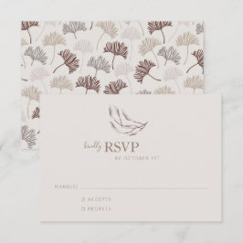 Cartão RSVP Boho Nature Neutro Botânico Casamento Simples