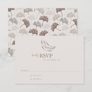 Cartão RSVP Boho Natureza Neutro Botânico Casamento Simples