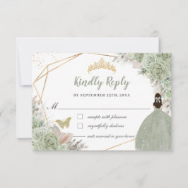Cartão RSVP Boho Pampas Grass Sage Green Floral Quinceañera