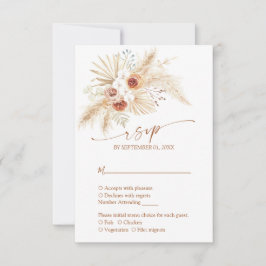 Cartão RSVP Boho Pampas Grass Terracotta Casamento