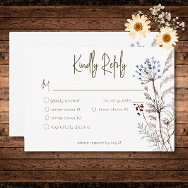 Cartão RSVP Boho Pastel Wildflower Modern Floral Três Janto