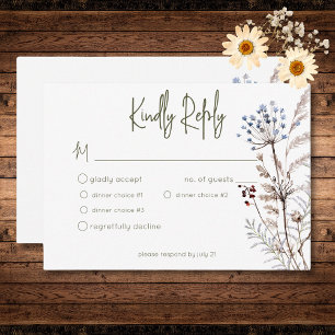 Cartão RSVP Boho Pastel Wildflower Modern Floral Três Janto