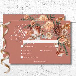 Cartão RSVP Boho Peach & Rust Janto Floral Rust