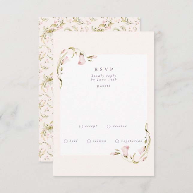 Cartão RSVP Boho Primavera Botanical Corner WildFlower Wedding (Frente/Verso)