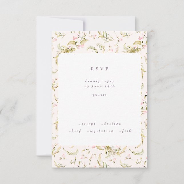 Cartão RSVP Boho Primavera Botânico Big WildFlower Wedding RSV (Frente)