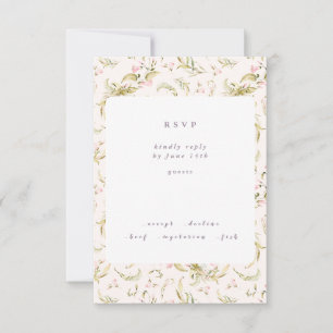 Cartão RSVP Boho Primavera Botânico Big WildFlower Wedding RSV