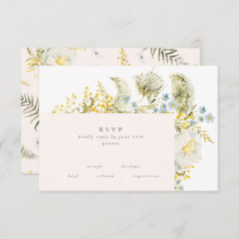 Cartão RSVP Boho Primavera Wild Botanical Florals Casamento