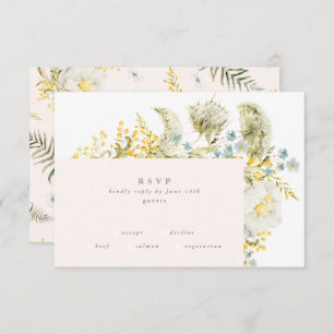 Cartão RSVP Boho Primavera Wild Botanical Florals Casamento