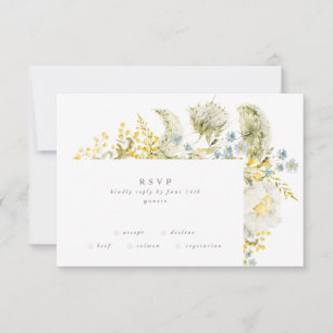 Cartão RSVP Boho Primavera Wild Botanical Florals Frame Weding