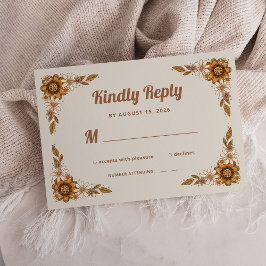 Cartão RSVP Boho Retro Flowers | Casamento