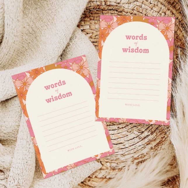 Cartão RSVP Boho Retro Groovy Words of Wisdom Advice Card (Criador carregado)