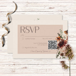 Cartão RSVP Boho Rust e Cream Fall Floral