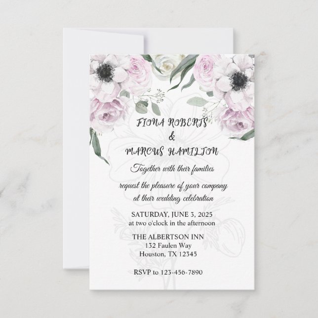 Cartão RSVP Boho Rustic Elegant Floral Wedding (Frente)