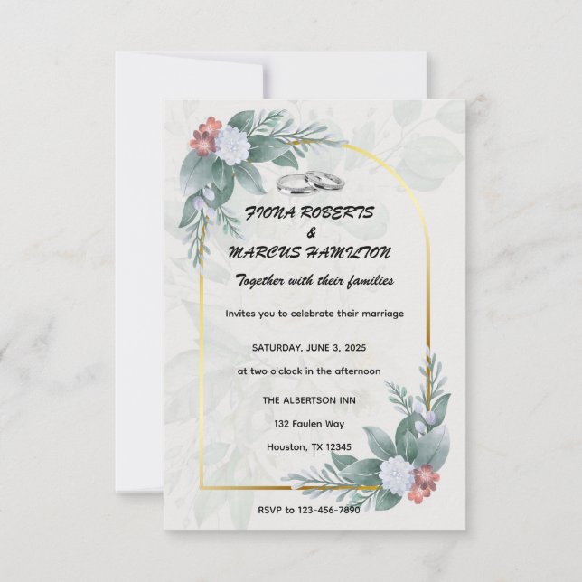 Cartão RSVP Boho Rustic Floral & Elegant Wedding (Frente)