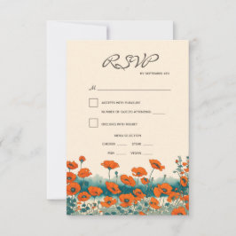 Cartão RSVP Boho Rustic Floral Meal Choice Casamento