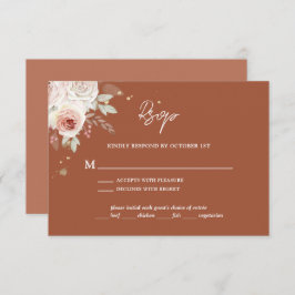 Cartão RSVP Boho Rustic Floral Terracotta Wedding