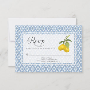Cartão RSVP BOHO Rustic Lemon Citrus Trellis Casamento Floral