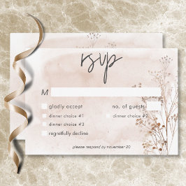 Cartão RSVP Boho Rustic Pampas e Janto de Buquê de Grama Seco