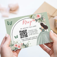 Boho Sage Green Princess Girl 15 Años QR