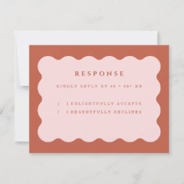 Cartão RSVP Boho Scallop Terracotta & Blush Wedding
