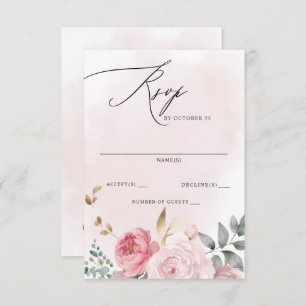 Cartão RSVP Boho Summer Primavera Blush Casamento Floral