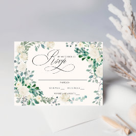 Cartão RSVP Boho Summer Primavera Ivory Floral Casamento Elega