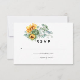 Cartão RSVP Boho Sunflower Eucalyptus Wedding