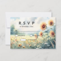 Boho Sunflower Watercolor Casamento Rustic Country