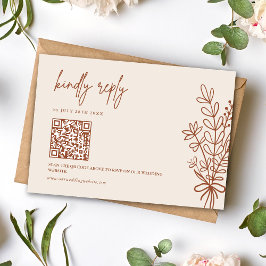 Cartão RSVP Boho Terracota Responda por Favor Código QR Casame
