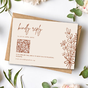 Cartão RSVP Boho Terracota Responda por Favor Código QR Casame