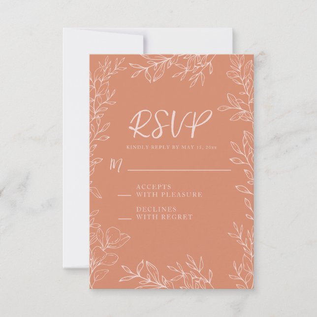 Cartão RSVP Boho Terracotta Blush Wedding (Frente)