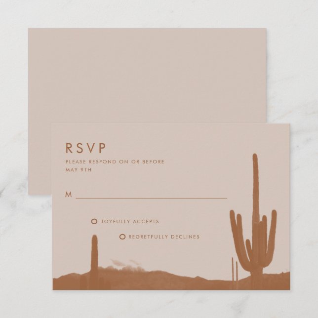 Cartão RSVP Boho Terracotta Cactus Desert Wedding (Frente/Verso)