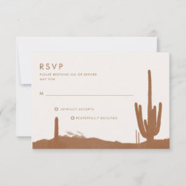 Cartão RSVP Boho Terracotta Cactus Desert Wedding