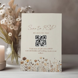 Cartão RSVP Boho Terracotta Casamento Código QR