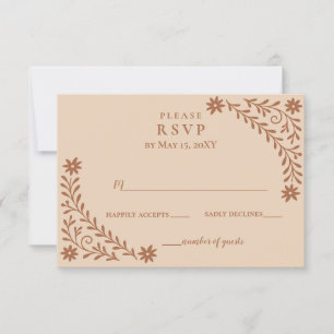 Cartão RSVP Boho Terracotta Casamento Floral Elegante