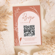 Boho terracotta floral script Qr arbítrio casament