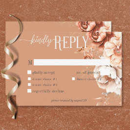 Cartão RSVP Boho Terracotta Peach & Cream Janta Floral