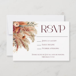 Cartão RSVP Boho Terracotta Queda Florais Secos Pampas Grass