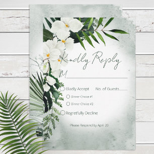Cartão RSVP Boho Tropical Plantas Aquáticas Casamento