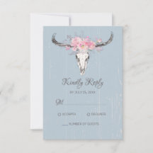 Boho Vaca Crânio Floral Cor-de-Água Rosa Azul