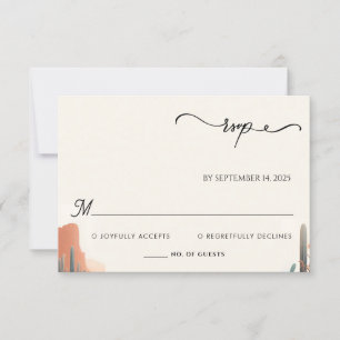 Cartão RSVP Boho Verde Deserto Cactos Suculentos Casamento