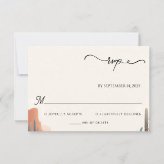 Cartão RSVP Boho Verde Deserto Cactos Suculentos Casamento