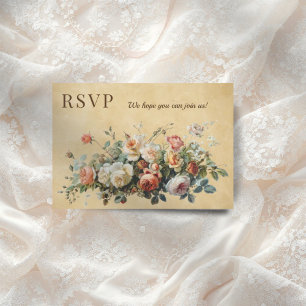 Cartão RSVP Boho vintage floral arranjo papel antigo