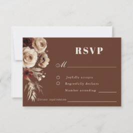 Cartão RSVP Boho Vintage Rosas Wedding