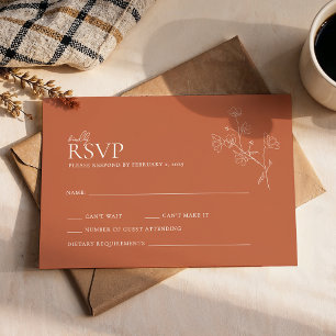 Cartão RSVP Boho Warm Sienna Terracotta Casamento Floral