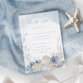 Cartão RSVP Boho Watercolor Beach Wedding Meal Choice