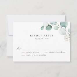 Cartão RSVP Boho Watercolor Eucalyptus Deixa Casamento