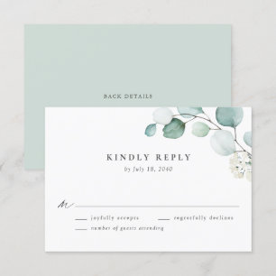 Cartão RSVP Boho Watercolor Eucalyptus Deixa Casamento