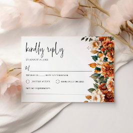 Cartão RSVP Boho Watercolor Floral Terracotta Wedding
